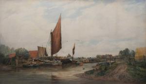 DUNCAN Allan 1800-1900,Thames barges in a backwater,Woolley & Wallis GB 2024-03-06