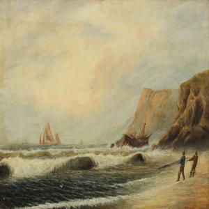 DUNCAN Frederick,Coastal scenery with ships and a shipwrecks,1892,Bruun Rasmussen 2014-11-03
