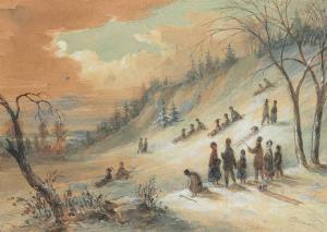 DUNCAN james d 1805-1881,Tobogganing on a hillside, near Montreal,Christie's GB 2015-04-01