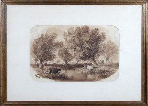 DUNCAN Robert Edward 1919-1988,Cattle grazing amongst willow trees on the banks ,Anderson & Garland 2009-06-02