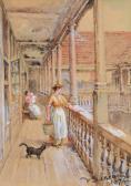 DUNCAN Walter 1848-1932,A young lady on a verandah,1874,Mallams GB 2017-03-16