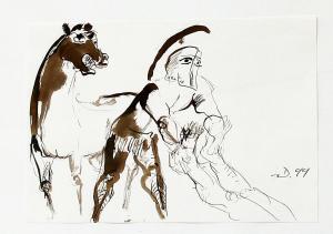 DUNKEL Joachim 1925-2002,Antiker Krieger mit Pferd,1999,Reiner Dannenberg DE 2021-06-17