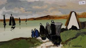 DUNLEAVEY R,stormy coastal landscape with boats and figured,Biddle and Webb GB 2013-01-11