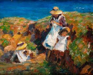 DUNLOP Ronald Ossory 1894-1973,MOTHER AND CHILDREN BY THE SHORE,Whyte's IE 2024-03-25