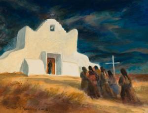 Dunn Cal 1915,The White Church,Santa Fe Art Auction US 2018-12-09