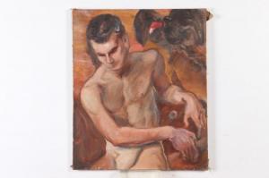 DUNN john w 1900-1900,SEATED MALE FIGURE WITH VULTURE,Sloans & Kenyon US 2018-02-03