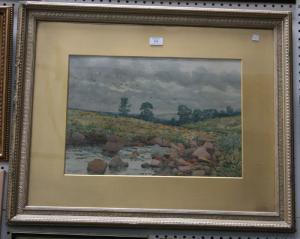 DUNNING J.J,Landscape with River and Stepping Stones,1889,Tooveys Auction GB 2009-07-15