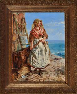 DUNNING John Thompson 1851-1931,A fishergirl at a cobbled quayside,Anderson & Garland GB 2016-03-22
