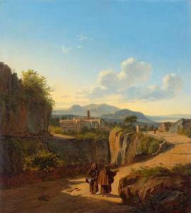 DUNOUY Alexandre 1757-1841,A Mediterranean landscape with monks,Galerie Koller CH 2021-03-26