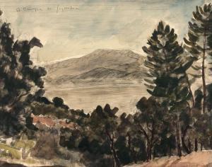 DUNOYER DE SEGONZAC Andre Albert Marie,Les Roches blanches dans le golfe de Saint-Tropez,1932,Artcurial | Briest - Poulain - F. Tajan 2018-03-27