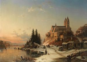 DUNTZE Johannes Bertholomus 1823-1895,A winter walk to church,1872,Bonhams GB 2023-11-15