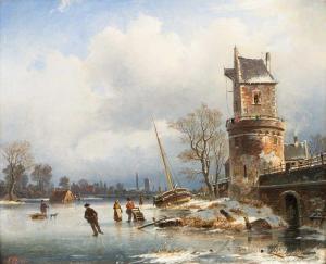 DUNTZE Johannes Bertholomus,Frozen River with Panoramic View of a Town,1848,Stahl 2013-11-30
