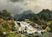 DUNTZE Johannes Bertholomus 1823-1895,Mühlen an einem Wasserfall im Gebirge,1889,Van Ham 2014-05-16