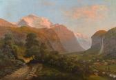 DUNZ Alfred 1865-1932,Lauterbrunnental mit der Jungfrau im Abendrot.,Dobiaschofsky CH 2012-11-08