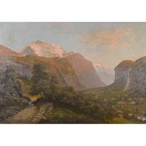 DUNZ Alfred 1865-1932,Lauterbrunnental mit Staubbachfall,Dobiaschofsky CH 2015-11-04