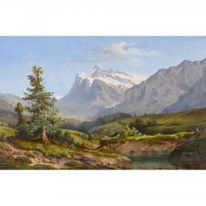 DUNZ Alfred 1865-1932,Sommerliche Landschaft mit Wetterhorn.,Dobiaschofsky CH 2015-11-04