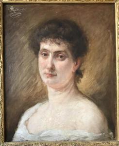 DUOLE Séverin 1859-1906,PORTRAIT DE FEMME EN BUSTE,1903,Jean-Mark Delvaux FR 2021-07-09