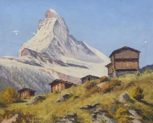 DUPLAIN Albert 1890-1978,Alps scene with chalets,Gorringes GB 2023-09-11