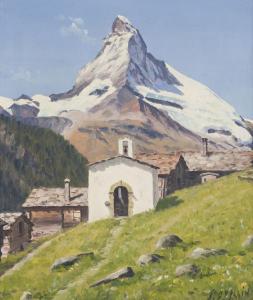 DUPLAIN Albert 1890-1978,Village de montagne,Piguet CH 2022-06-15