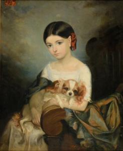 DUPONT Emile 1800-1800,Jeune fille au chien,Rossini FR 2016-10-18