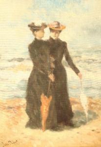 DUPONT Jules F 1800-1900,Zwei elegante Damen am Meer,Von Zengen DE 2008-04-04