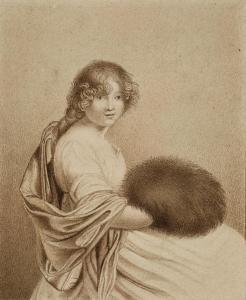 DUPONT LOUIS PIERRE HENRIQUEL 1797-1882,SITZENDE DAME MIT EINEMMUFF,Lempertz DE 2011-05-14