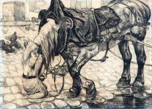DUPONT Pieter 1870-1911,A draft horse eating,2002,Venduehuis NL 2018-11-21