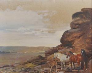 DUPONT Richard John Munro,Dartmoor Ponies in the Lee of a Tor,Lacy Scott & Knight 2022-03-19