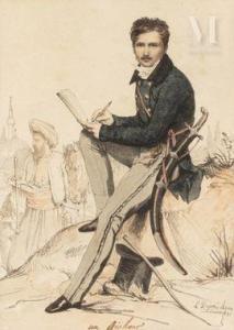 DUPRÉ Louis 1789-1837,Un Giahour, autoportrait, Rome,1821,Millon & Associés FR 2021-06-12