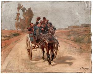 DUPRAY Henry Louis 1841-1909,Militaires sur une calèche,Millon & Associés FR 2023-06-15