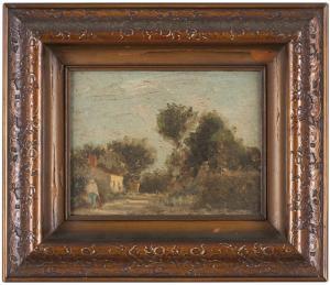 DUPRE Leon Victor 1816-1879,Figure walking in a French landscape,John Moran Auctioneers 2013-07-30