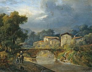 DUPRESSOIR François Joseph 1800-1859,Riverbank with Figures,1821,Nagyhazi galeria HU 2016-05-31
