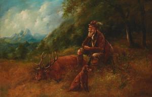 DUPUIS Maurice 1882-1959,Hunter with dog and elk,John Moran Auctioneers US 2022-04-12