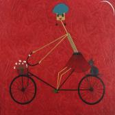 DURAND Clotilde 1958,Woman and cat on a bicycle,Bruun Rasmussen DK 2013-08-26