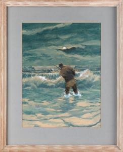 DURAND WHITE HAROLD 1908-1999,Surfcasting under a full moon,Eldred's US 2024-05-24