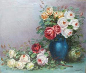 DURANTE L,Impressionist still life study of a vase and roses,1945,Cuttlestones GB 2019-03-14