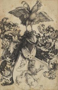 DURER Albrecht 1471-1528,Dürer  Coat of Arms with a Lion and a Cock,Bonhams GB 2014-09-17