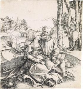 DURER Albrecht 1471-1528,Ill-Assorted Couple,1496,Swann Galleries US 2015-04-29