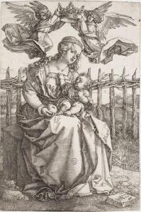 DURER Albrecht 1471-1528,La Vierge et l'Enfant couronnés par deux anges,1518,Piasa FR 2012-06-07