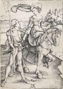 DURER Albrecht 1471-1528,Lady on Horseback and the Lansquenet,c.1497,Swann Galleries US 2024-04-18