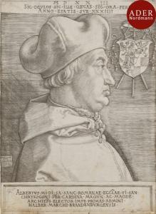DURER Albrecht 1471-1528,Le Cardinal Albrecht de Brandenburg, ou Le Grand c,1523,Ader FR 2017-05-11