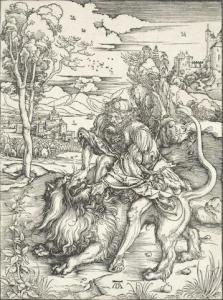 DURER Albrecht 1471-1528,Samson fighting with the Lion,1496,Bonhams GB 2019-09-19