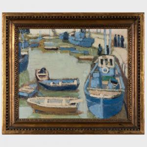 DUREUIL Michel 1929-2001,Boats in the Port of Saint-Jean de Luz,1952,Stair Galleries US 2024-01-23