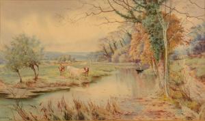 DURHAM W.H,Cattle on the banks of a river,1916,David Lay GB 2018-01-25