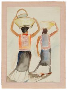 DURIEUX Caroline Wagon 1896-1989,Untitled, two figures,1928,John Moran Auctioneers US 2023-12-06