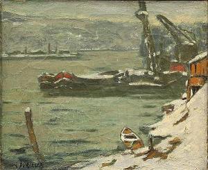 DURIEUX Rene Auguste 1892-1952,Winter Harbor Scene,Clars Auction Gallery US 2013-08-11