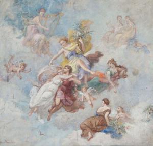 DURY VASSELON Hortense 1860-1924,Projet de décor de plafond,De Maigret FR 2018-12-19
