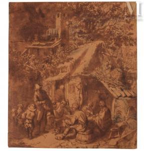 DUSART Cornelis 1660-1704,Buveurs devant une taverne,2017,Millon & Associés FR 2023-11-23