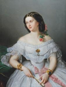 DUSI Cosroe 1808-1859,Portret damy z wachlarzem,1858,Rempex PL 2012-06-13