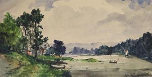 DUSILLION E 1800,River landscape,1859,Gorringes GB 2021-11-22